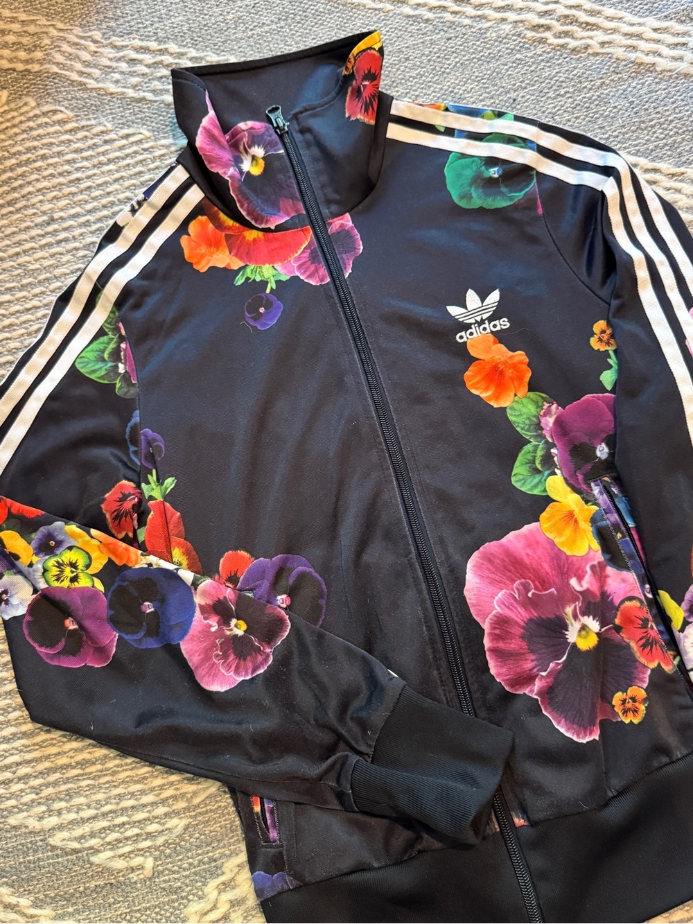 Adidas Originals Women’s Black Floral Track Jacket - Picture 2 of 4